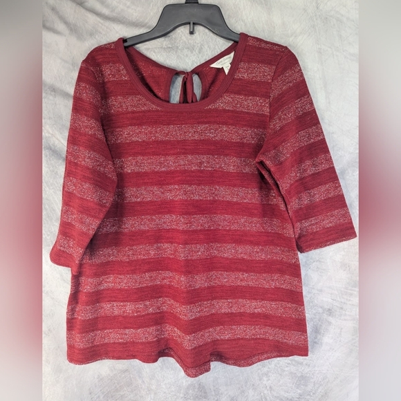 Three Seasons Maternity RED with sparkle threads size large 3/4 sleeves - Picture 1 of 7